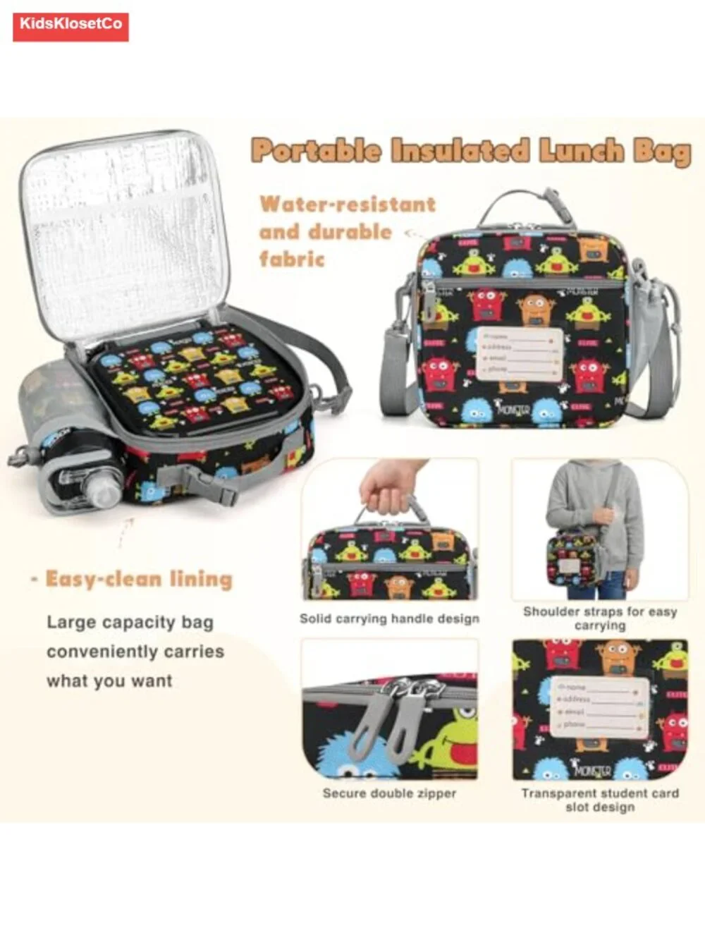 Kids Bento Lunch Box Set with Insulated Water Bottle and Soup Thermos